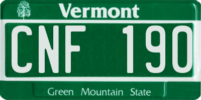 VT license plate CNF190