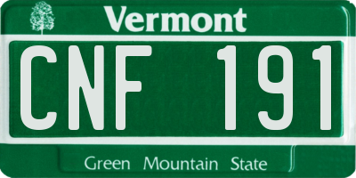 VT license plate CNF191