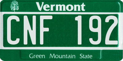 VT license plate CNF192