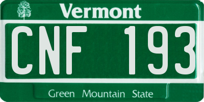 VT license plate CNF193