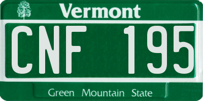 VT license plate CNF195