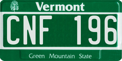 VT license plate CNF196