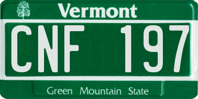 VT license plate CNF197