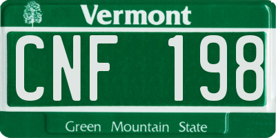 VT license plate CNF198
