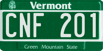 VT license plate CNF201