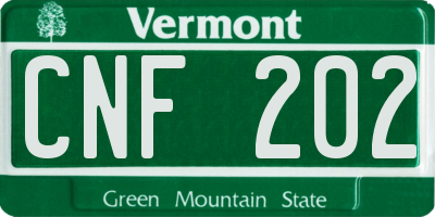 VT license plate CNF202
