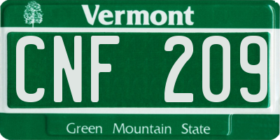 VT license plate CNF209