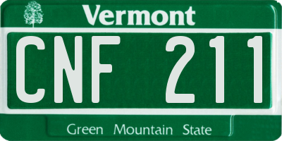 VT license plate CNF211
