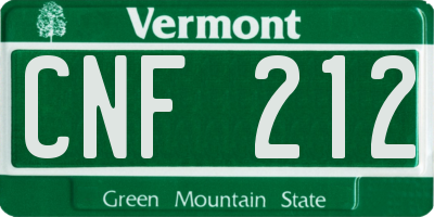 VT license plate CNF212