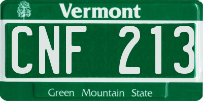 VT license plate CNF213