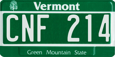 VT license plate CNF214