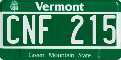 VT license plate CNF215