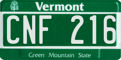 VT license plate CNF216