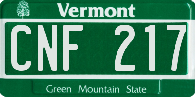 VT license plate CNF217