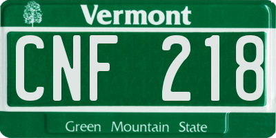 VT license plate CNF218