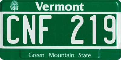VT license plate CNF219