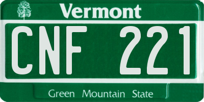 VT license plate CNF221