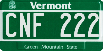VT license plate CNF222