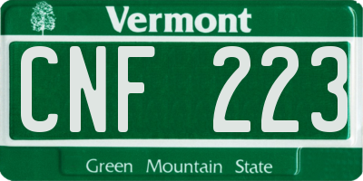 VT license plate CNF223