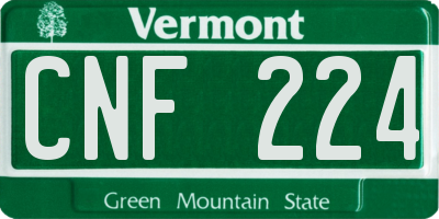 VT license plate CNF224