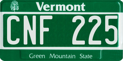 VT license plate CNF225