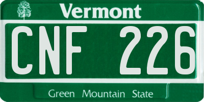 VT license plate CNF226