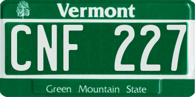 VT license plate CNF227