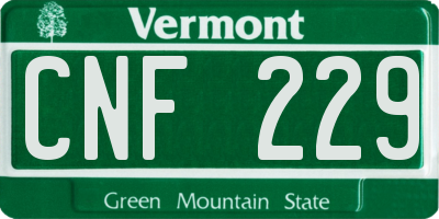 VT license plate CNF229