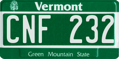 VT license plate CNF232