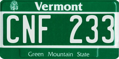 VT license plate CNF233
