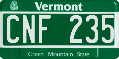 VT license plate CNF235