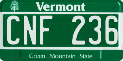 VT license plate CNF236