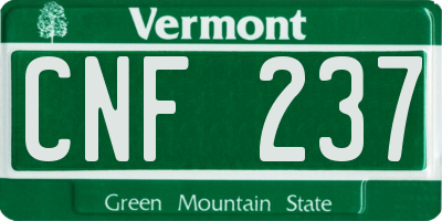 VT license plate CNF237