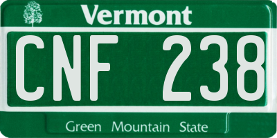 VT license plate CNF238