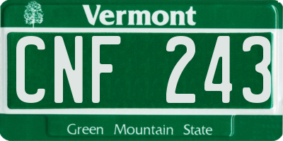 VT license plate CNF243
