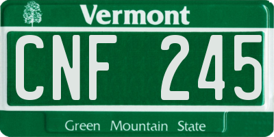 VT license plate CNF245