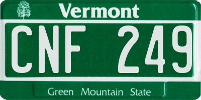 VT license plate CNF249