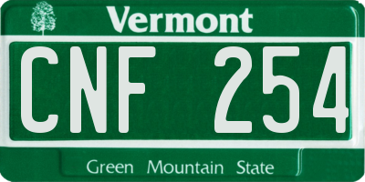VT license plate CNF254