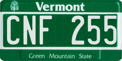 VT license plate CNF255