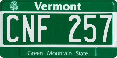 VT license plate CNF257