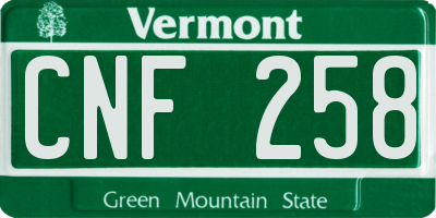 VT license plate CNF258