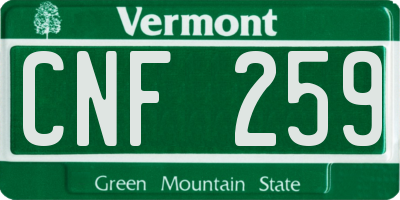 VT license plate CNF259