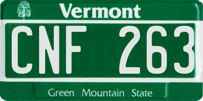 VT license plate CNF263