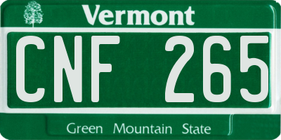 VT license plate CNF265