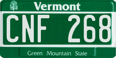VT license plate CNF268