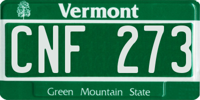 VT license plate CNF273