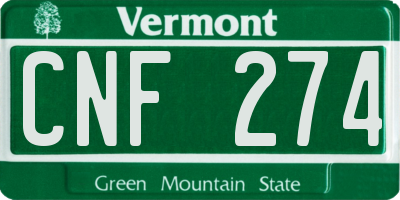 VT license plate CNF274