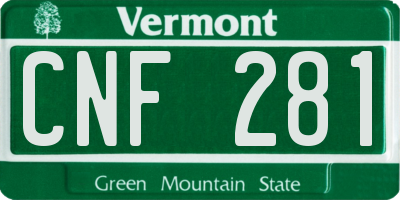 VT license plate CNF281