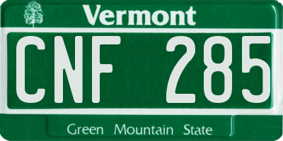 VT license plate CNF285