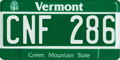 VT license plate CNF286